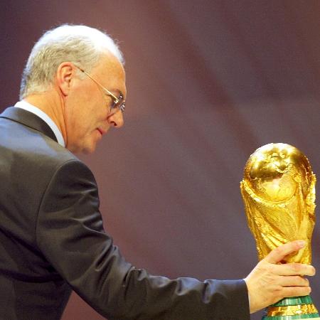 Franz Beckenbauer com a taça da Copa do Mundo em 2006