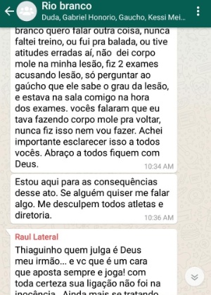 Mensagem de Raul para Thiaguinho - Reprodução - Reprodução
