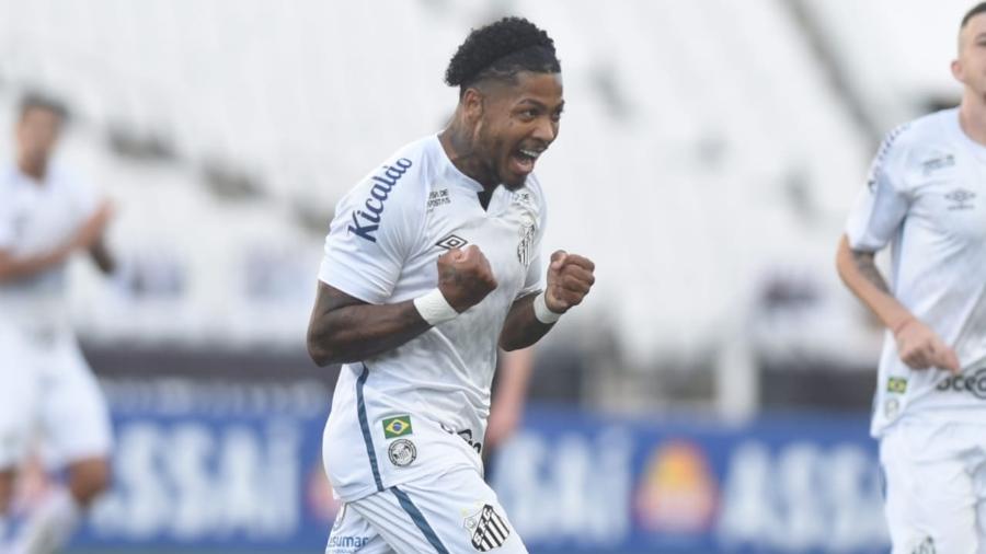 Marinho comemora gol marcado pelo Santos contra o Novorizontino no Paulistão - Ivan Storti