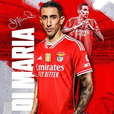 Ángel Di María assinou contrato de uma temporada com o Benfica - Reprodução/Twitter/Benfica