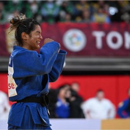 A judoca Jéssica Lima, durante disputa do Grand Slam de Tóquio