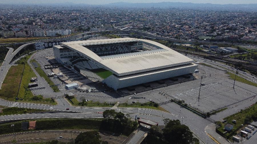 Vista aérea da Arena Corinthians em abril de 2020 - Miguel Schincariol/Getty Images