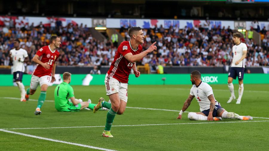 Sallai, da Hungria, comemora segundo gol sobre a Inglaterra pela Liga das Nações - Catherine Ivill/Getty Images