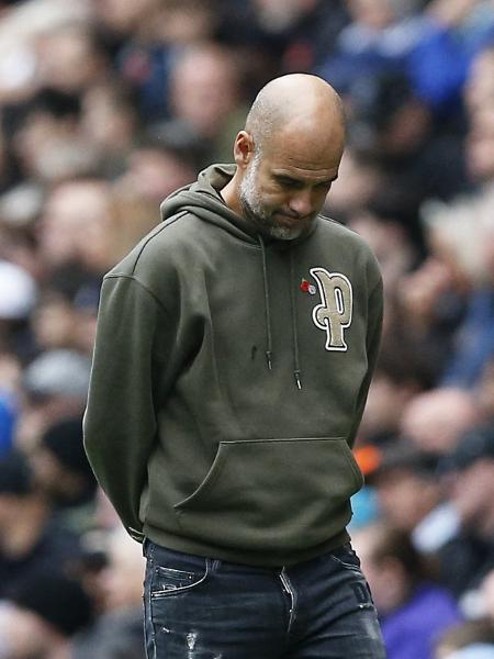 Pep Guardiola, técnico do Manchester City, em partida do Campeonato Inglês. - CRAIG BROUGH/REUTERS