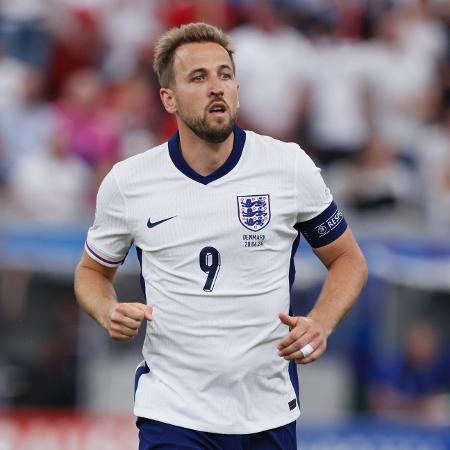Harry Kane, atacante da Inglaterra, em jogo contra a Dinamarca pela Eurocopa