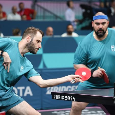 Luiz Filipe Manara e Cláudio Massad durante partida contra os franceses Mateo Boheas e Thomas Bouvais, em jogo pelas quartas de final das Paralimpíadas