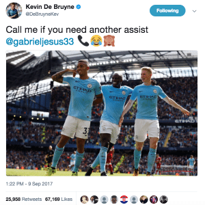 De Bruyne faz brincadeira com Jesus no Twitter - Twitter/Reprodução - Twitter/Reprodução