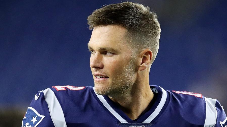 Tom Brady em ação durante jogo de pré-temporada do New England Patriots contra o New York Giants - Maddie Meyer/Getty Images/AFP