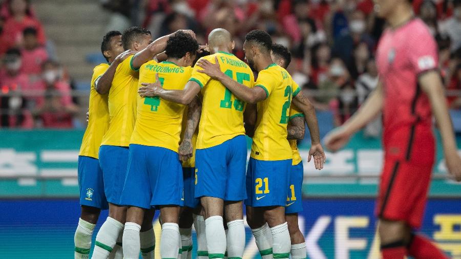 Jogadores da seleção brasileira reunidos durante amistoso contra a Coreia do Sul - Lucas Figueiredo/CBF