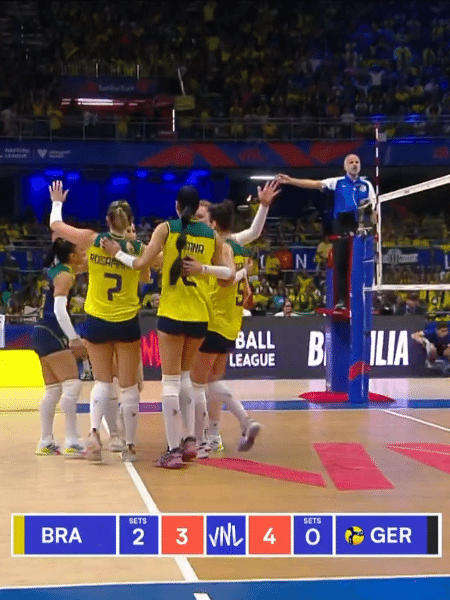 Liga das Nações: Brasil bate Alemanha por 3 sets a 1