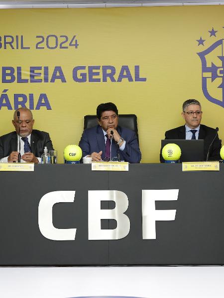 Presidente Ednaldo Rodrigues durante assembleia da CBF