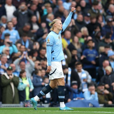 Haaland, em ação pelo Manchester City - Carl Recine/Getty Images