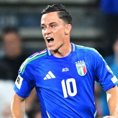 Raspadori comemora gol marcado pela Itália contra a Moldávia nas Eliminatórias Raspadori comemora gol marcado pela Itália contra a Moldávia nas Eliminatórias