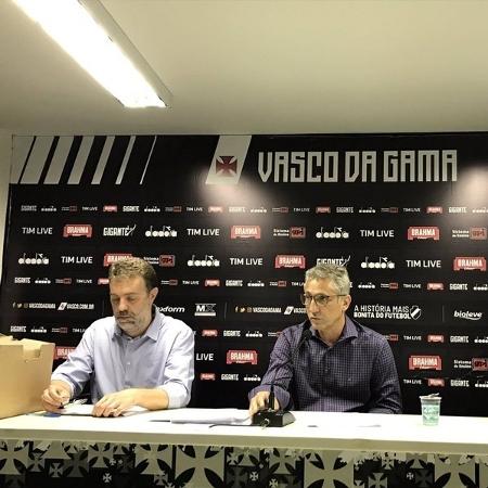 João Marcos Amorim (esq.) e Alexandre Campello (dir.): vice deixou a pasta de Finanças do Vasco - Rafael Ribeiro / Vasco