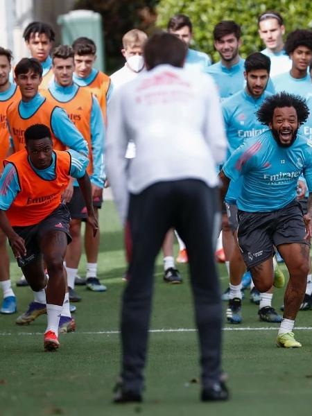 Marcelo e Vini Jr durante o treino do Real Madrid - Instagram