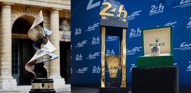 O novo troféu para as 24 Horas de Le Mans, à esquerda; o antigo é muito feio