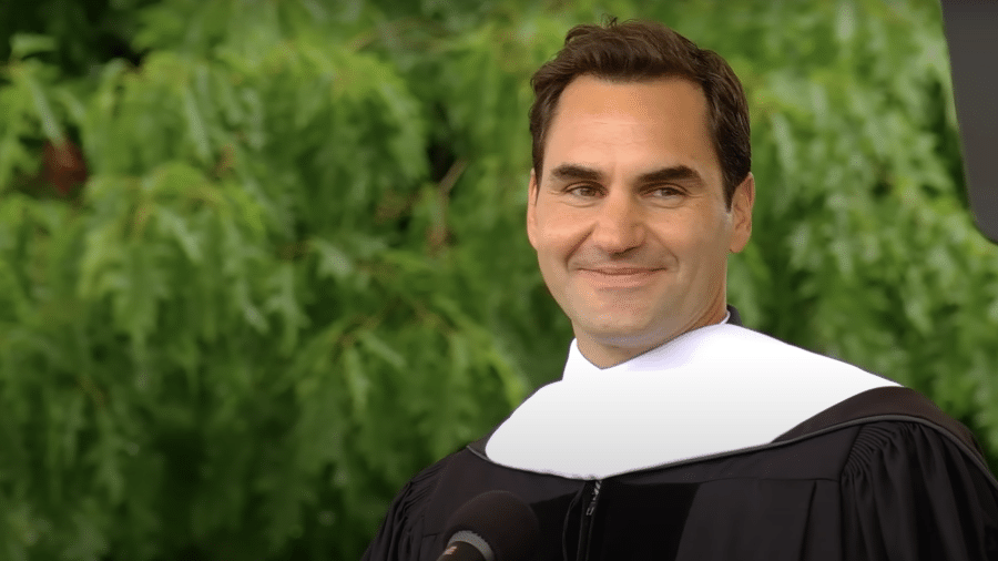 Roger Federer na cerimônia de formatura da faculdade de Dartmouth, nos Estados Unidos
