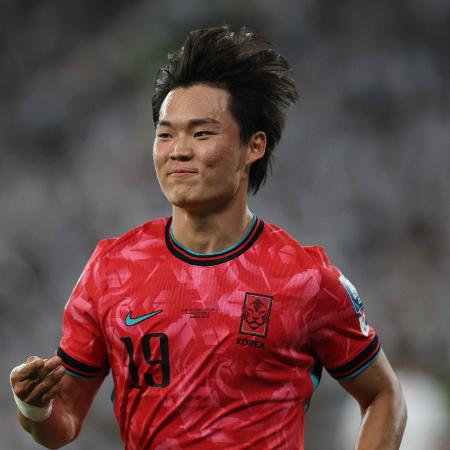Gyu comemora gol marcado pela Coreia do Sul contra o Iraque nas Eliminatórias Gyu comemora gol marcado pela Coreia do Sul contra o Iraque nas Eliminatórias