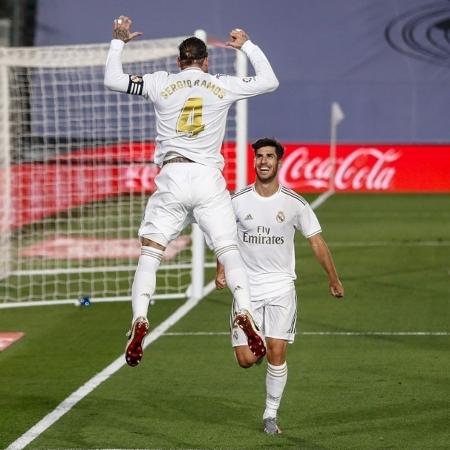 Sergio Ramos comemora gol marcado do Real Madrid sobre o Getafe - Reprodução/Twitter