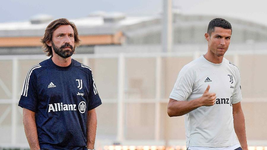 Andrea Pirlo e Cristiano Ronaldo durante treino da Juventus - Daniele Badolato/Getty Images