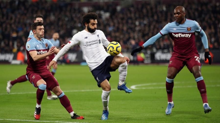 Salah sofreu racismo na partida entre Liverpool e West Ham, em 29 de janeiro de 2020 - Marc Atkins/Getty Images