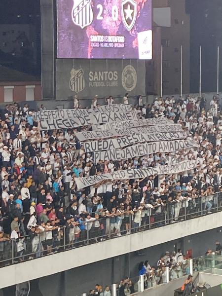 Protesto da torcida do Santos no jogo contra o Botafogo - Gabriela Brino/UOL Esporte