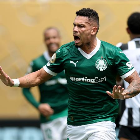 Paulinho comemora após marcar pelo Palmeiras no jogo contra o Botafogo Paulinho comemora após marcar pelo Palmeiras no jogo contra o Botafogo