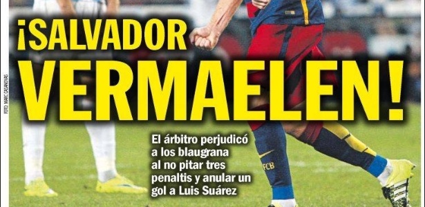 Jornal criticou atuação de árbitro e insinuou complô contra o Barcelona - Reprodução
