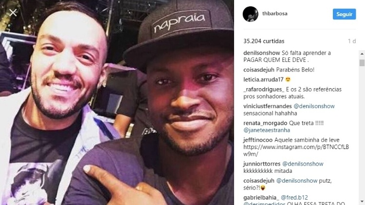 Denílson cobrou Belo em post de Thiaguinho no Instagram - Instagram - Instagram