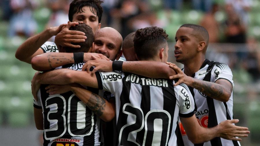Atletas do Atlético-MG comemoram gol pelo Campeonato Mineiro 2020 - Fernando Moreno/AGIF