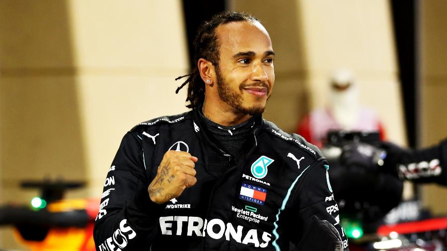 Lewis Hamilton comemora vitória no GP do Bahrein - Mark Thompson/Getty Images