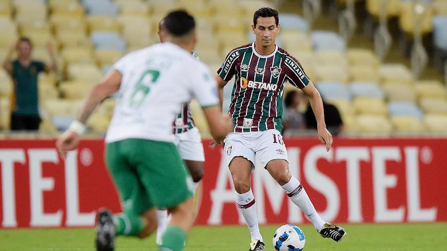 Ganso, meia do Fluminense, durante jogo contra o Oriente Petrolero, pela Sul-Americana - Alexandre Loureiro / Conmebol