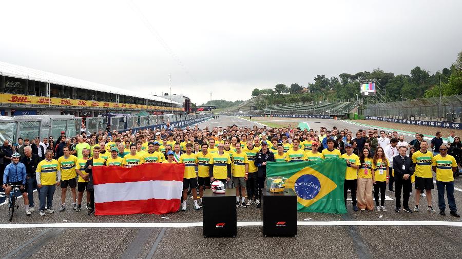 Pilotos da F1, F2 e F3 se reúnem para homenagem Ayrton Senna no circuito de Imola