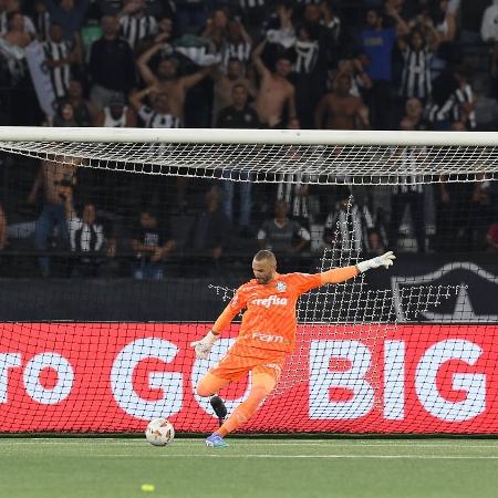 Weverton em ação pelo Palmeiras na partida contra o Botafogo 