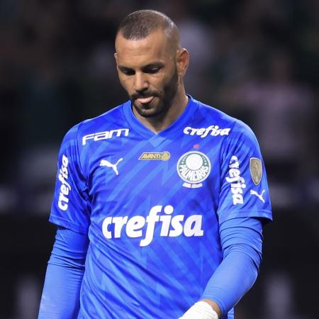 Weverton, goleiro do Palmeiras, durante jogo contra o Botafogo, pela Libertadores