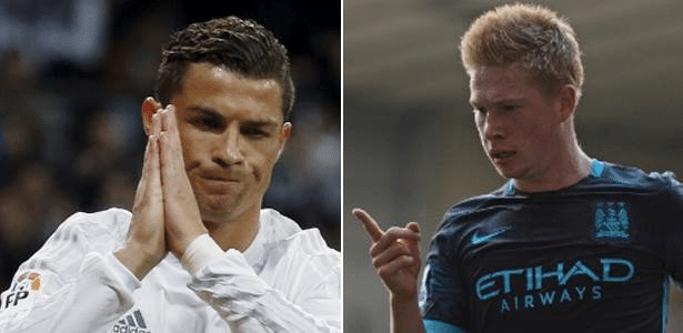 Cristiano Ronaldo e Kevin de Bruyne são as esperanças de Real e City - Montagem/UOL Esporte