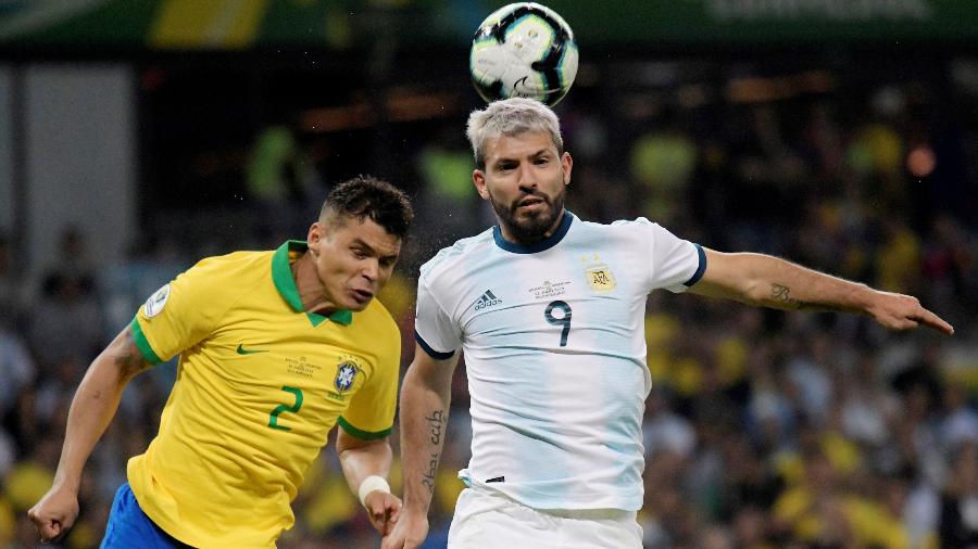 Thiago Silva x Aguero na Copa América-2019: ao menos o "Superclássico" está garantido na Globo - REUTERS/Washington Alves