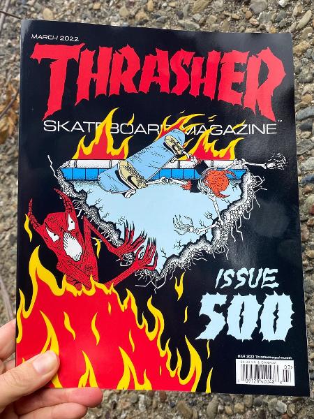 Capa comemorativa da edição de número 500 da revista de skate Thrasher - Reprodução Twitter