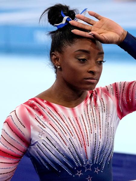 Simone Biles durante os Jogos Olímpicos de Tóquio - The Washington Post/The Washington Post via Getty Im