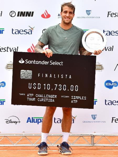 Felipe Meligeni com o troféu de vice-campeão do Challenger 100 de Curitiba em 2024