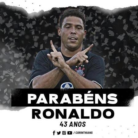 Ronaldo Fenômeno foi homenageado pelo Corinthians em seu aniversário de 43 anos - Reprodução/Twitter