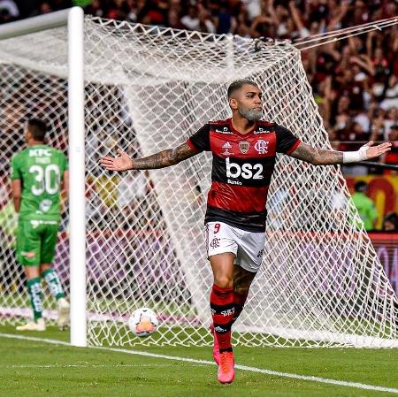 Gabigol, atacante do Flamengo, celebra gol marcado contra o Independiente del Valle - Marcelo Cortes / Flamengo