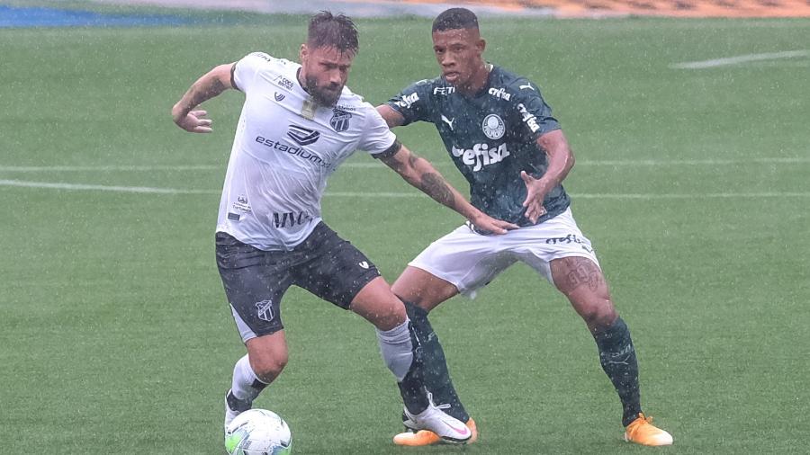 Lance do duelo entre Palmeiras e Ceará, na partida de ida da Copa do Brasil - Marcello Zambrana/AGIF