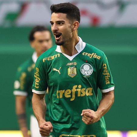 Flaco López, atacante do Palmeiras, comemora gol contra o São Paulo pelo Brasileirão