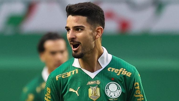 Flaco López, atacante do Palmeiras, comemora gol contra o São Paulo pelo Brasileirão