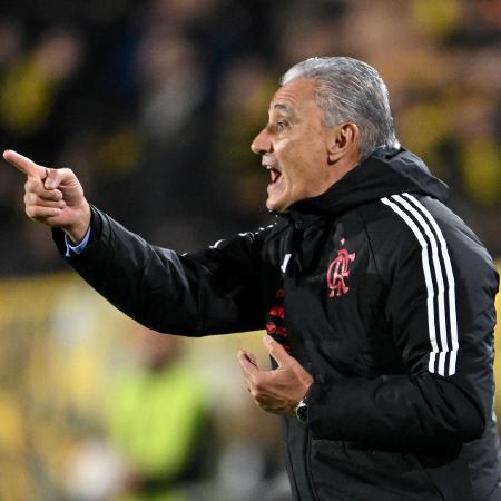 Tite, técnico do Flamengo, durante jogo contra o Peñarol pela Libertadores