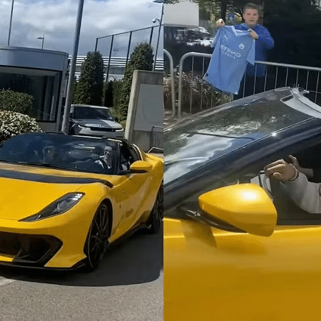 Haaland dirigindo sua nova Ferrari 812 Superfast