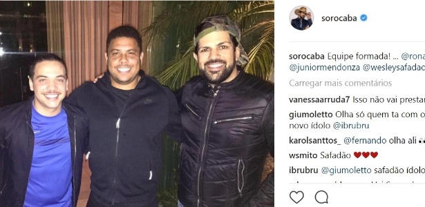 Sorocaba posa para foto ao lado de Ronaldo e Wesley safadão - Reprodução Instagram