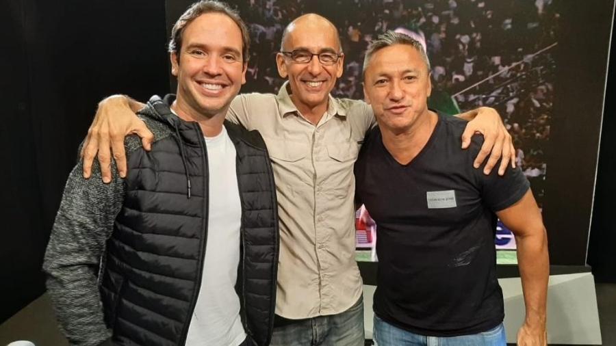 Caio Ribeiro, Régis Rösing e Paulo Nunes em gravação do programa Esporte Espetacular - Divulgação