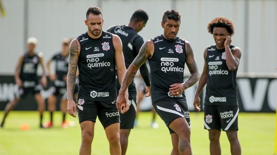 O Corinthians, de Renato Augusto, Paulinho e Willian, estreia no Paulistão contra a Ferroviária - Rodrigo Coca/Agência Corinthians